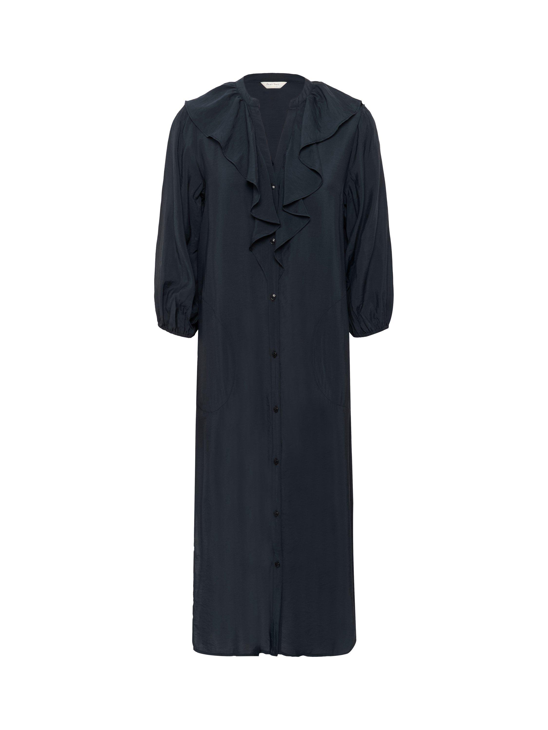Product image 5 of 6, which shows Part Two Sayoko Ruffle Midi Dress, Dark Navy, 8