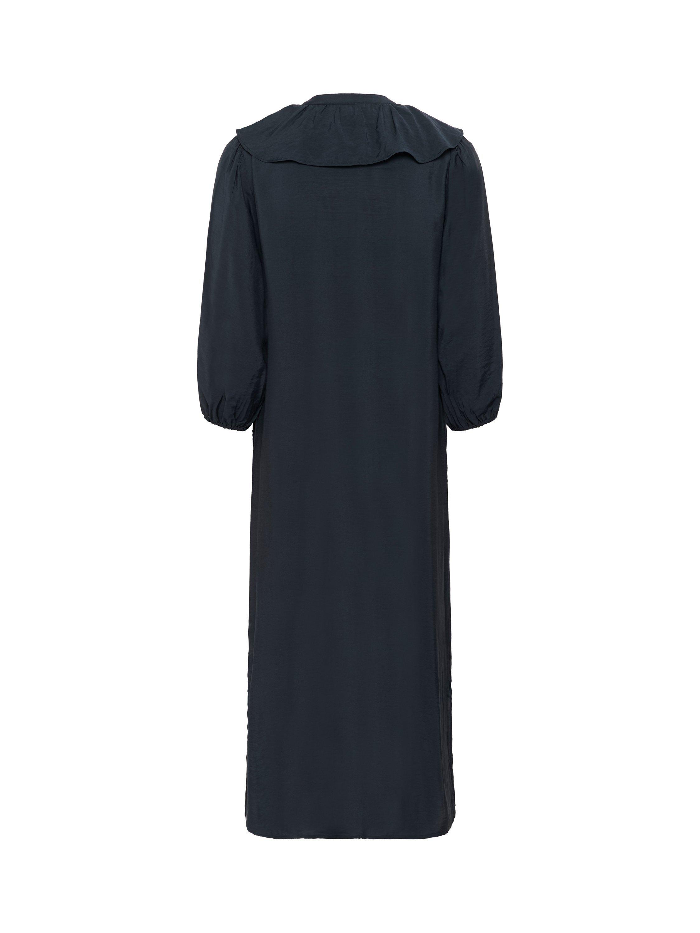Product image 6 of 6, which shows Part Two Sayoko Ruffle Midi Dress, Dark Navy, 8