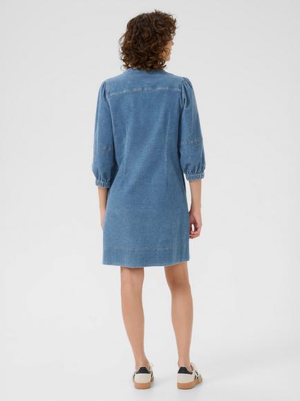Part Two Sita Cotton Blend Sita Three Quarter Sleeve V Neck Midi Dress - view 2, Light Blue Denim