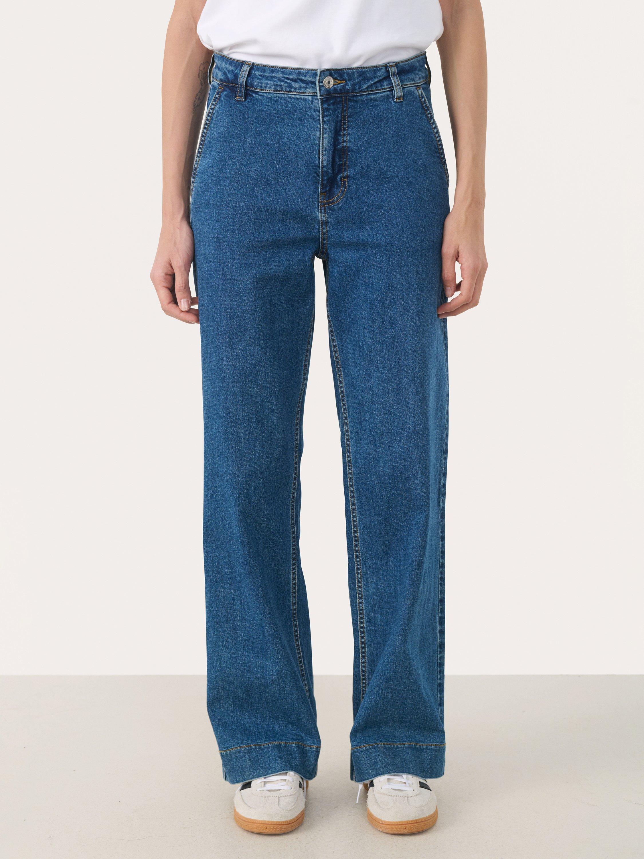 Product image 1 of 6, which shows Part Two Barba High Waist Straight Jeans, Mid Blue, 27R