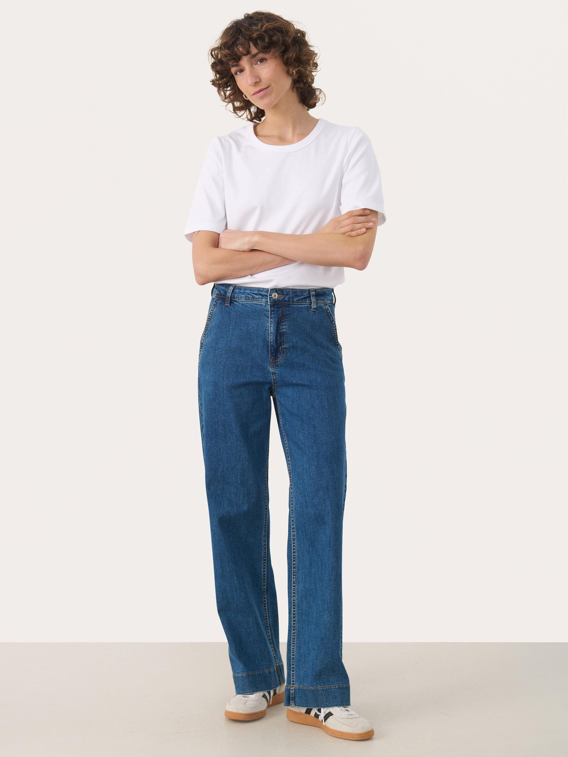 Product image 3 of 6, which shows Part Two Barba High Waist Straight Jeans, Mid Blue, 27R