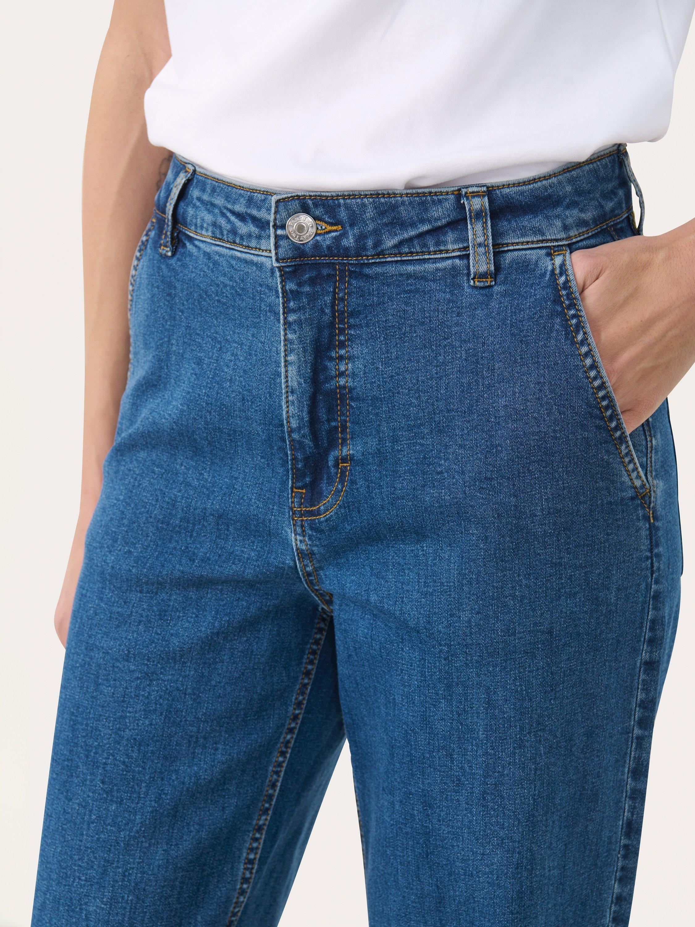Product image 4 of 6, which shows Part Two Barba High Waist Straight Jeans, Mid Blue, 27R
