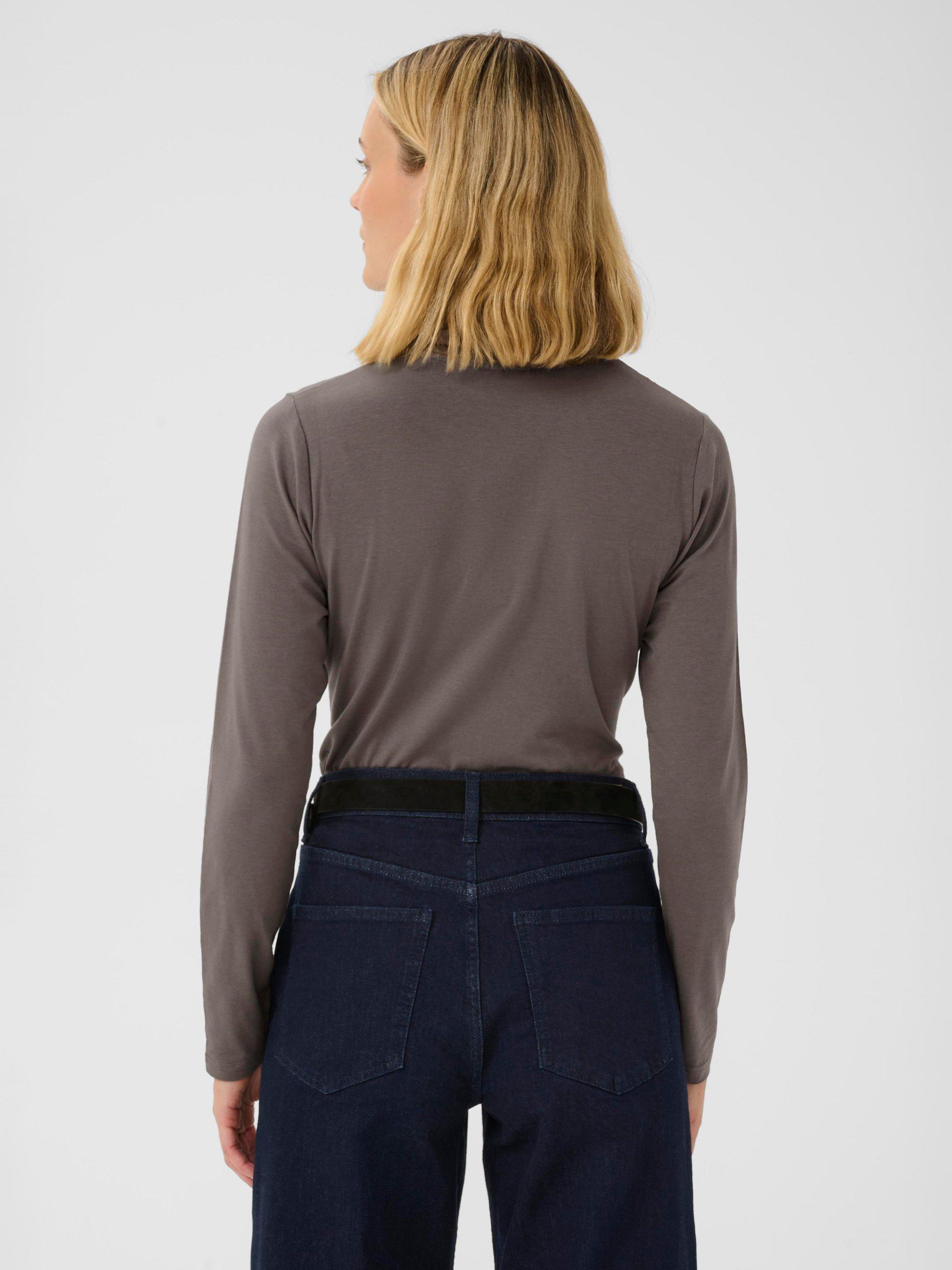 Product image 2 of 6, which shows Part Two Efinas Long Sleeve Roll Neck T-shirt, Mid Grey, XS