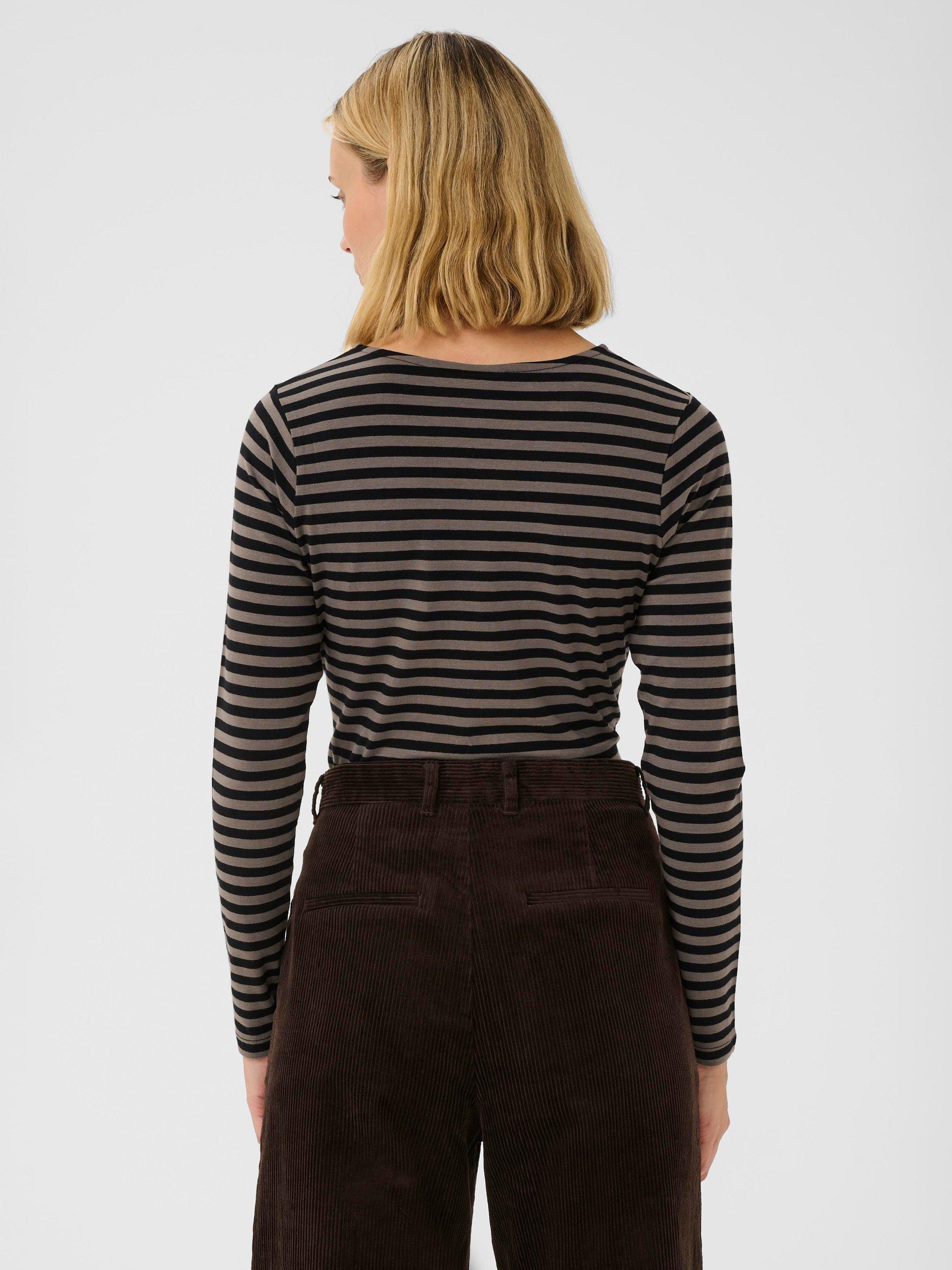 Product image 2 of 6, which shows Part Two Nemajas Stripe Long Sleeve Top, Brown/Multi, XS