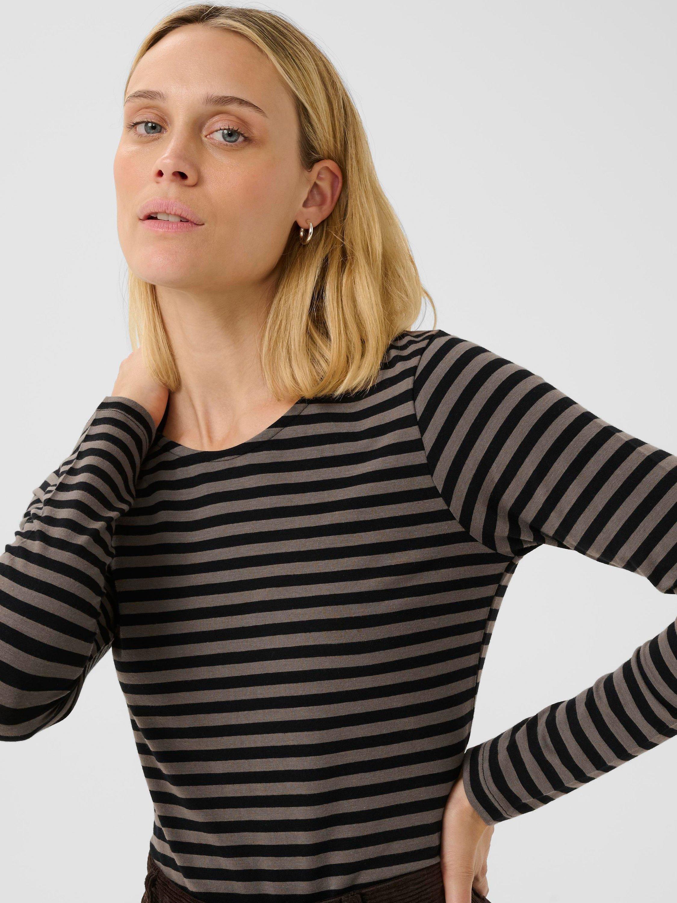 Product image 4 of 6, which shows Part Two Nemajas Stripe Long Sleeve Top, Brown/Multi, XS