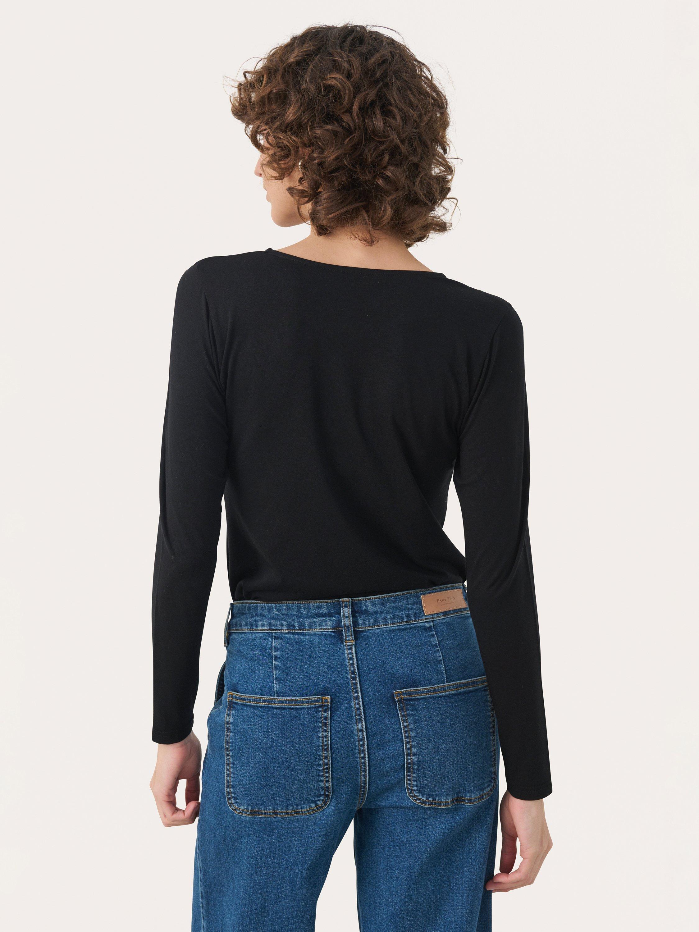 Product image 2 of 6, which shows Part Two Nemajas Crew Neck Long Sleeve Top, Black, XS