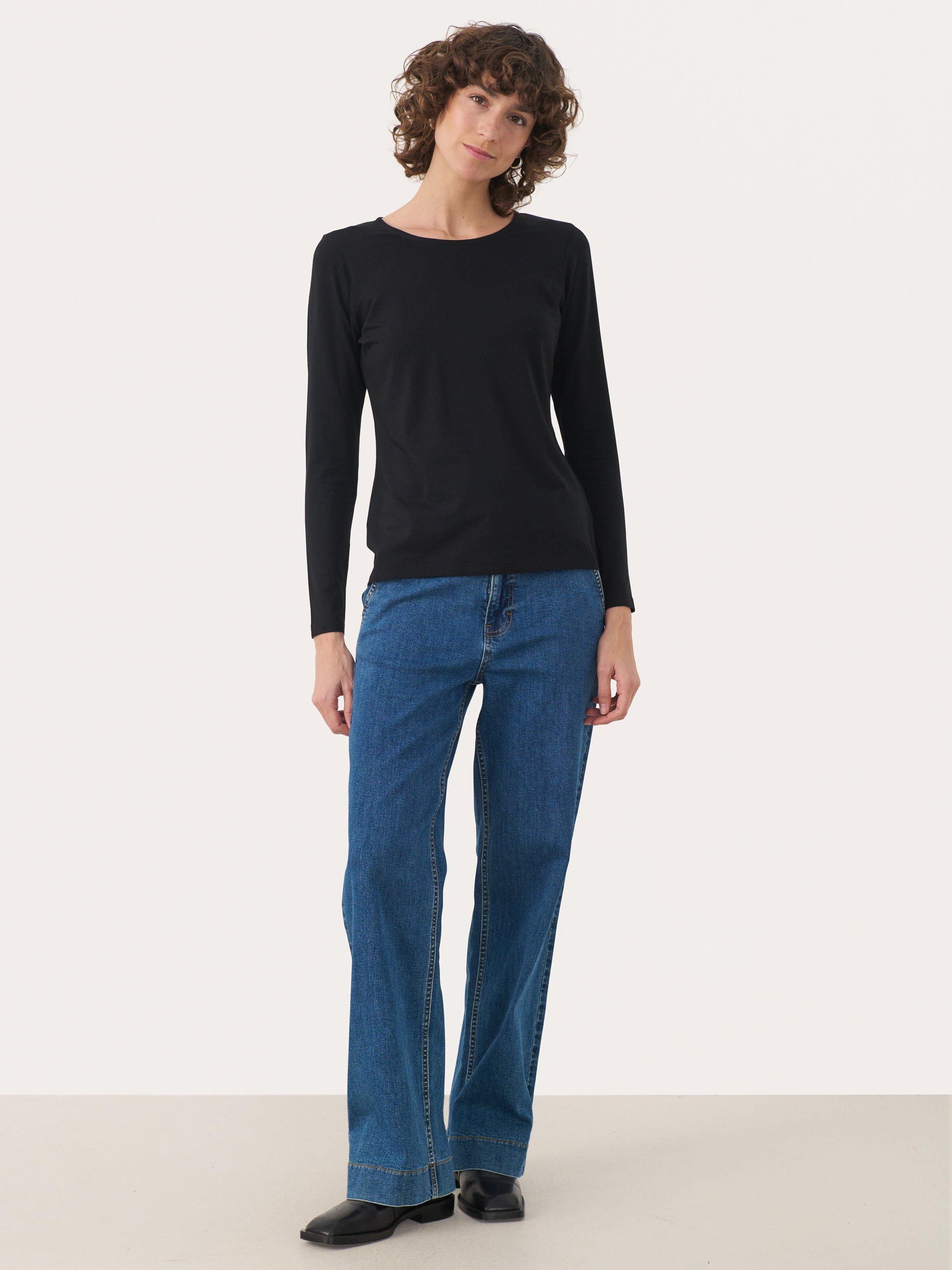 Product image 3 of 6, which shows Part Two Nemajas Crew Neck Long Sleeve Top, Black, XS