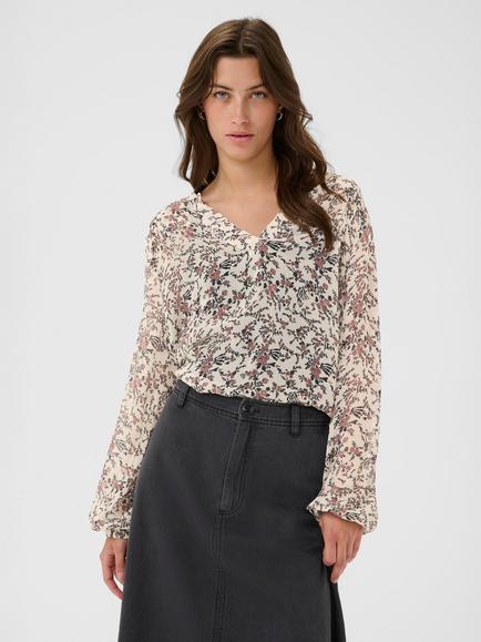 Part Two Sandi Abstract V-Neck Top, White/Multi, White/Multi