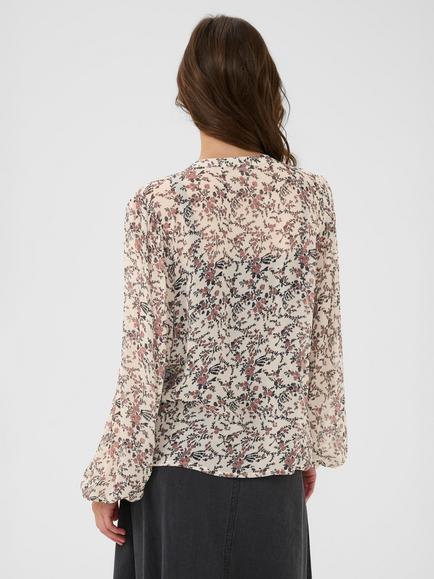Part Two Sandi Abstract V-Neck Top, White/Multi - view 2, White/Multi