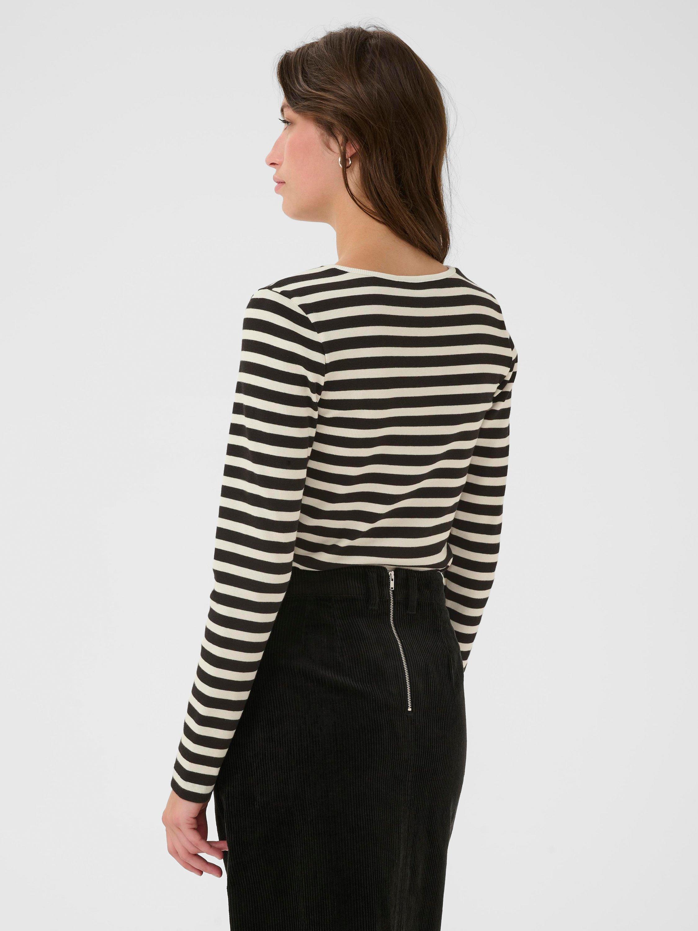 Product image 2 of 6, which shows Part Two Sassia Stripe Long Sleeve Top, Black/Multi, XS