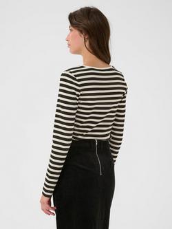 Part Two Sassia Stripe Long Sleeve Top, Black/Multi - view 2, Black/Multi