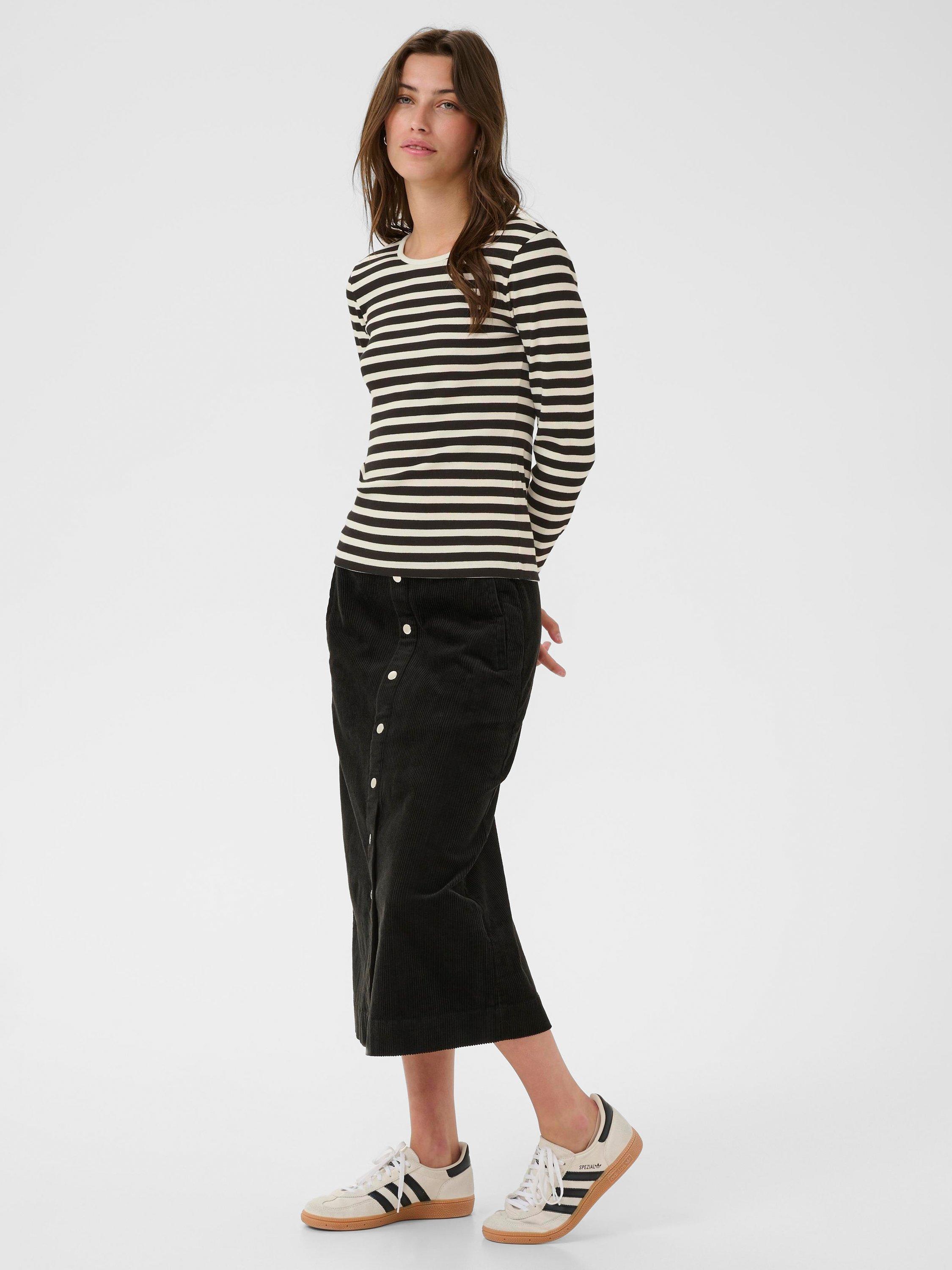 Product image 3 of 6, which shows Part Two Sassia Stripe Long Sleeve Top, Black/Multi, XS