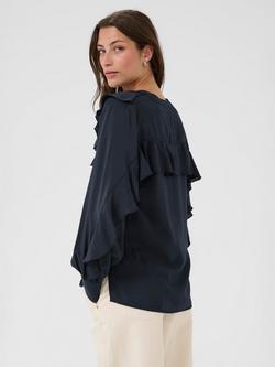 Part Two Stefani Ruffle Top, Dark Navy - view 2, Dark Navy