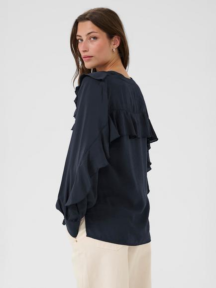 Part Two Stefani Ruffle Top, Dark Navy - view 2, Dark Navy