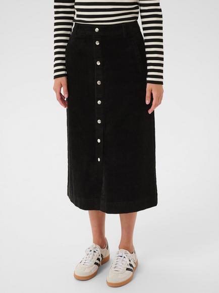 Part Two Shayla Button Midi Skirt, Black, Black