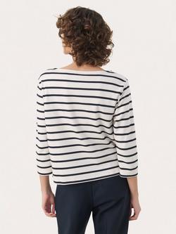 Part Two Nela Stripe Three Quarter Sleeve Top, Dark Navy/Multi - view 2, Dark Navy/Multi