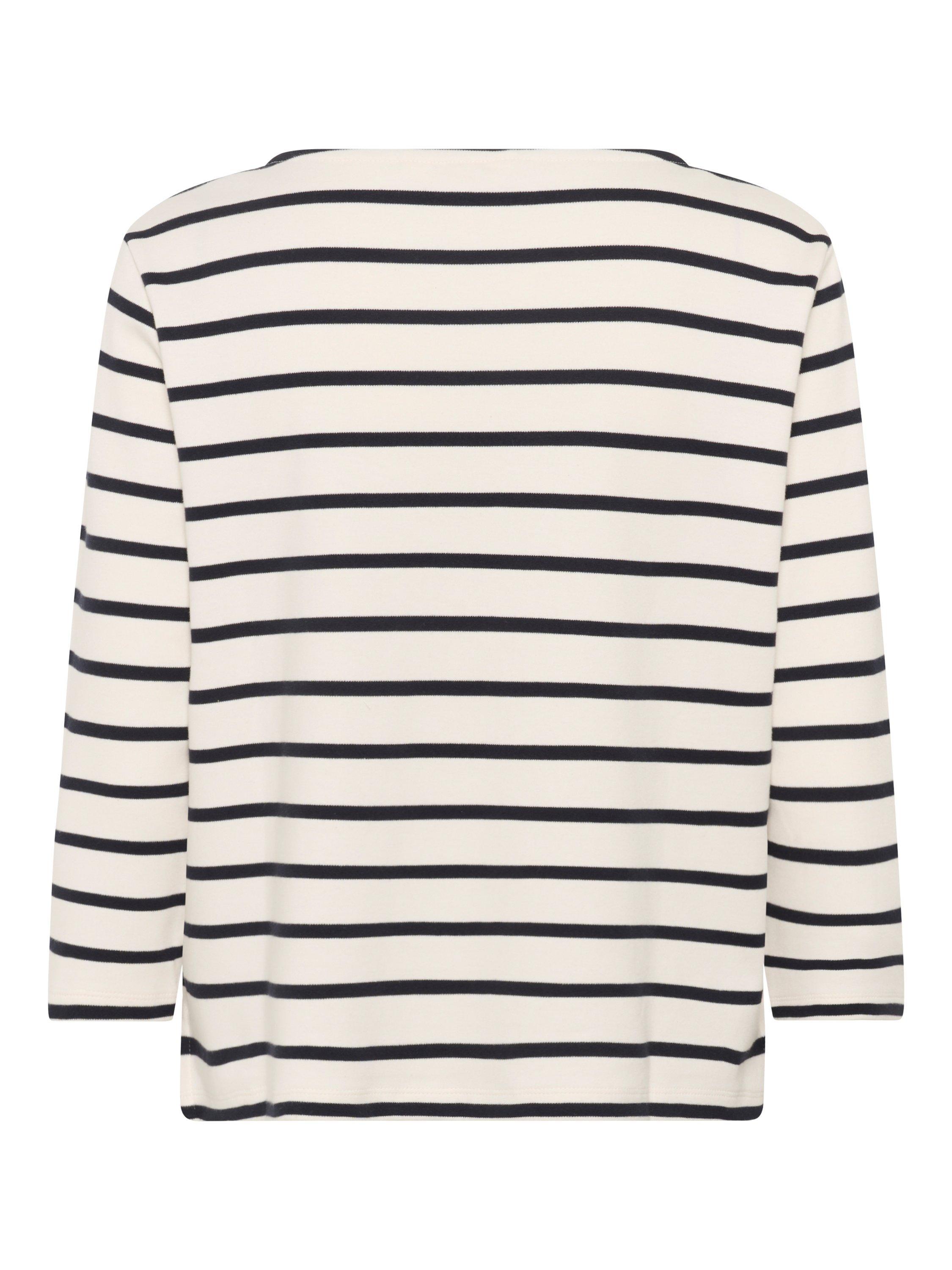 Product image 6 of 6, which shows Part Two Nela Stripe Three Quarter Sleeve Top, Dark Navy/Multi, XS