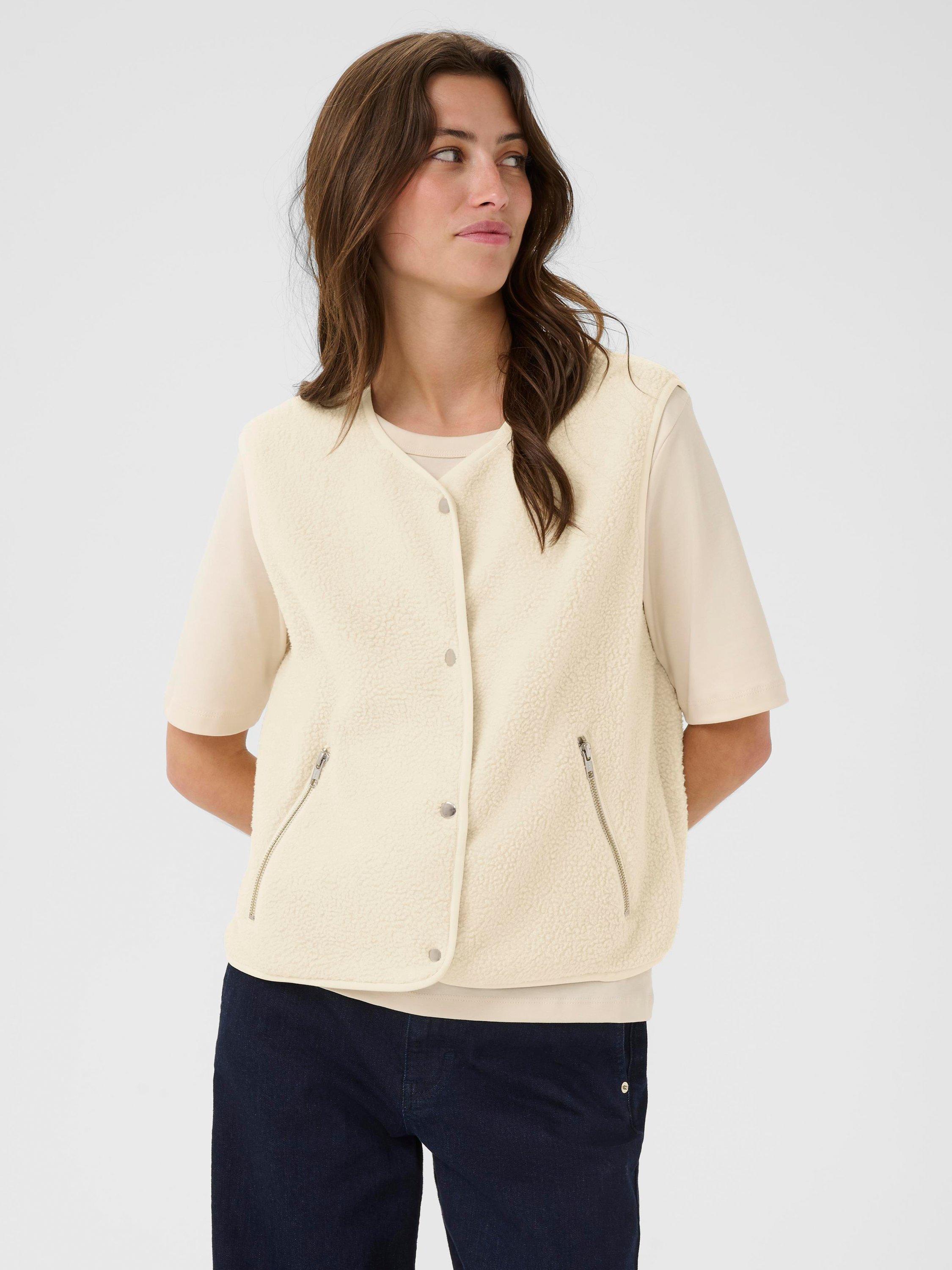 Product image 1 of 6, which shows Part Two Signy Boucle Waistcoat, Oatmeal, 8