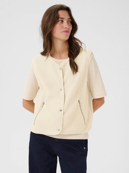 Part Two Signy Boucle Waistcoat, Oatmeal, Oatmeal