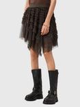 AllSaints Jayde Tulle Skirt, Bitter Brown
