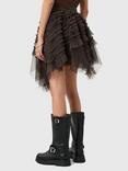 AllSaints Jayde Tulle Skirt, Bitter Brown