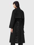 AllSaints Cadence Longline Trench Coat, Black