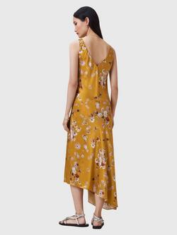 AllSaints Alexi Floral Asymmetric Dress, Yellow/Multi - view 2, Yellow/Multi