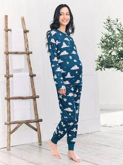 Chelsea Peers Celestial Bunny Maternity Pyjama Set, Teal/Multi, Teal/Multi
