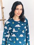 Chelsea Peers Celestial Bunny Maternity Pyjama Set, Teal/Multi