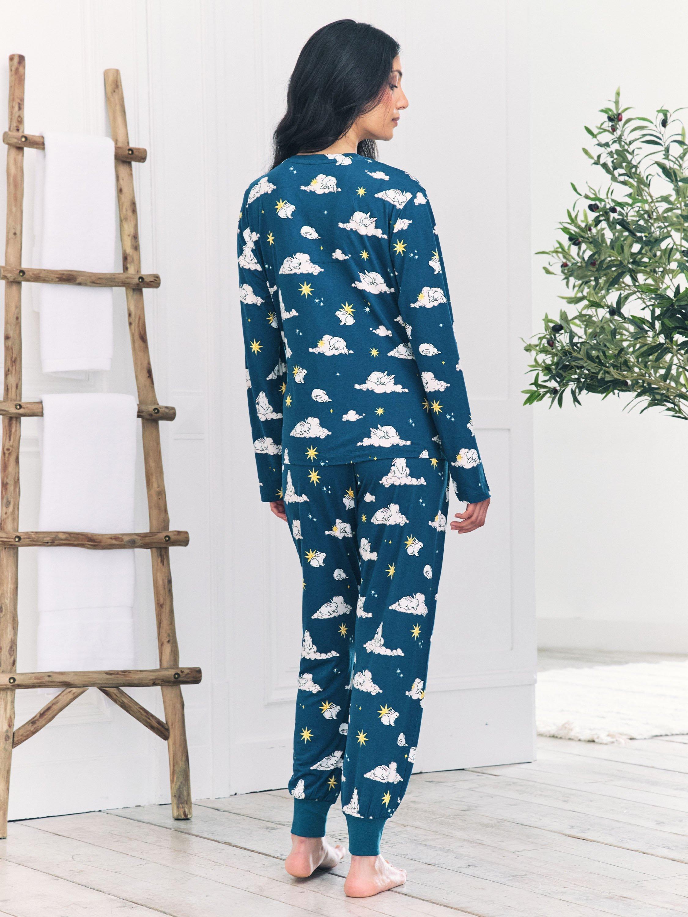 Product image 4 of 5, which shows Chelsea Peers Celestial Bunny Maternity Pyjama Set, Teal/Multi, 6