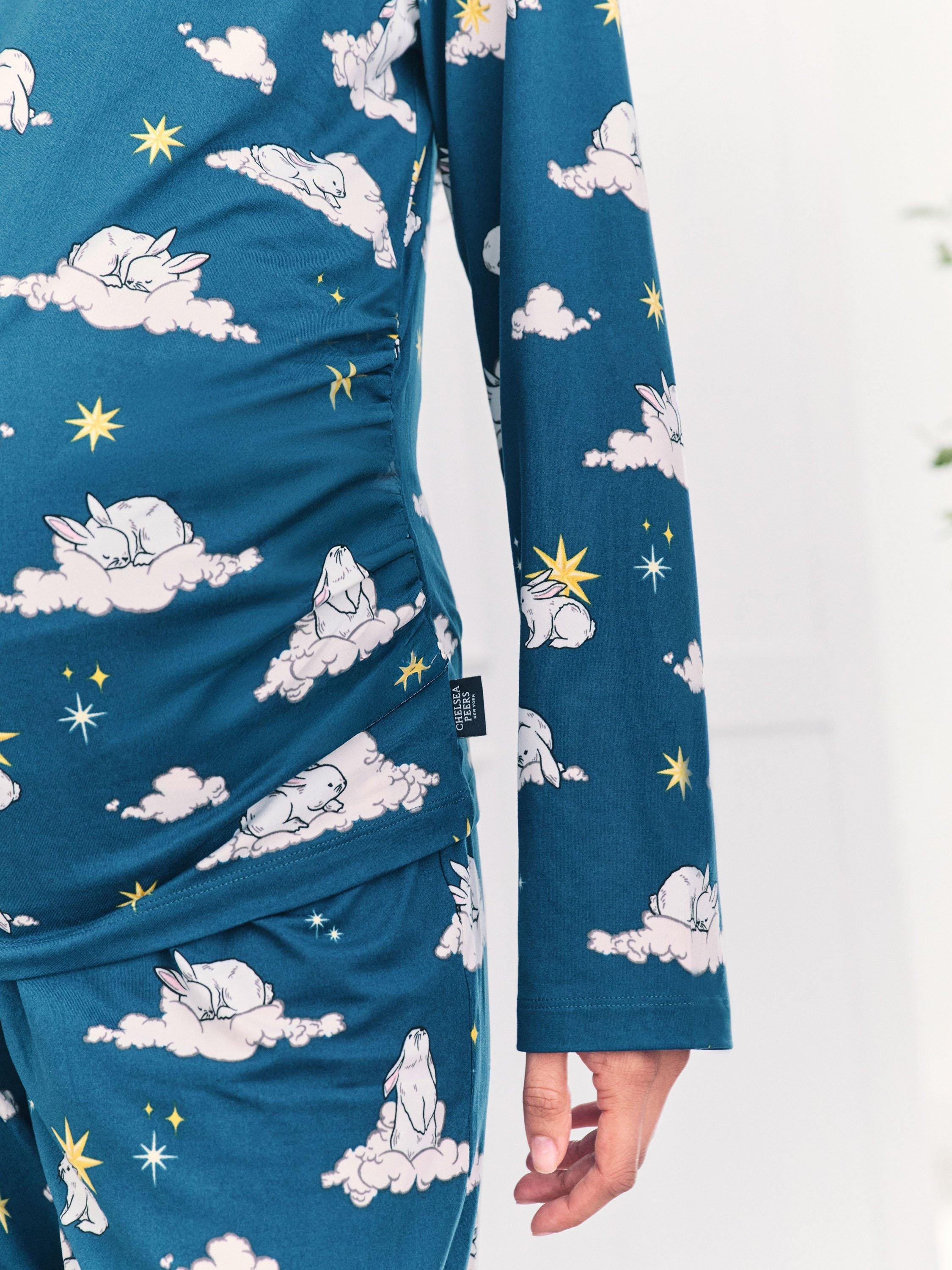 Product image 5 of 5, which shows Chelsea Peers Celestial Bunny Maternity Pyjama Set, Teal/Multi, 6