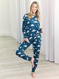 Chelsea Peers Celestial Bunny Long Pyjama Set, Teal/Multi