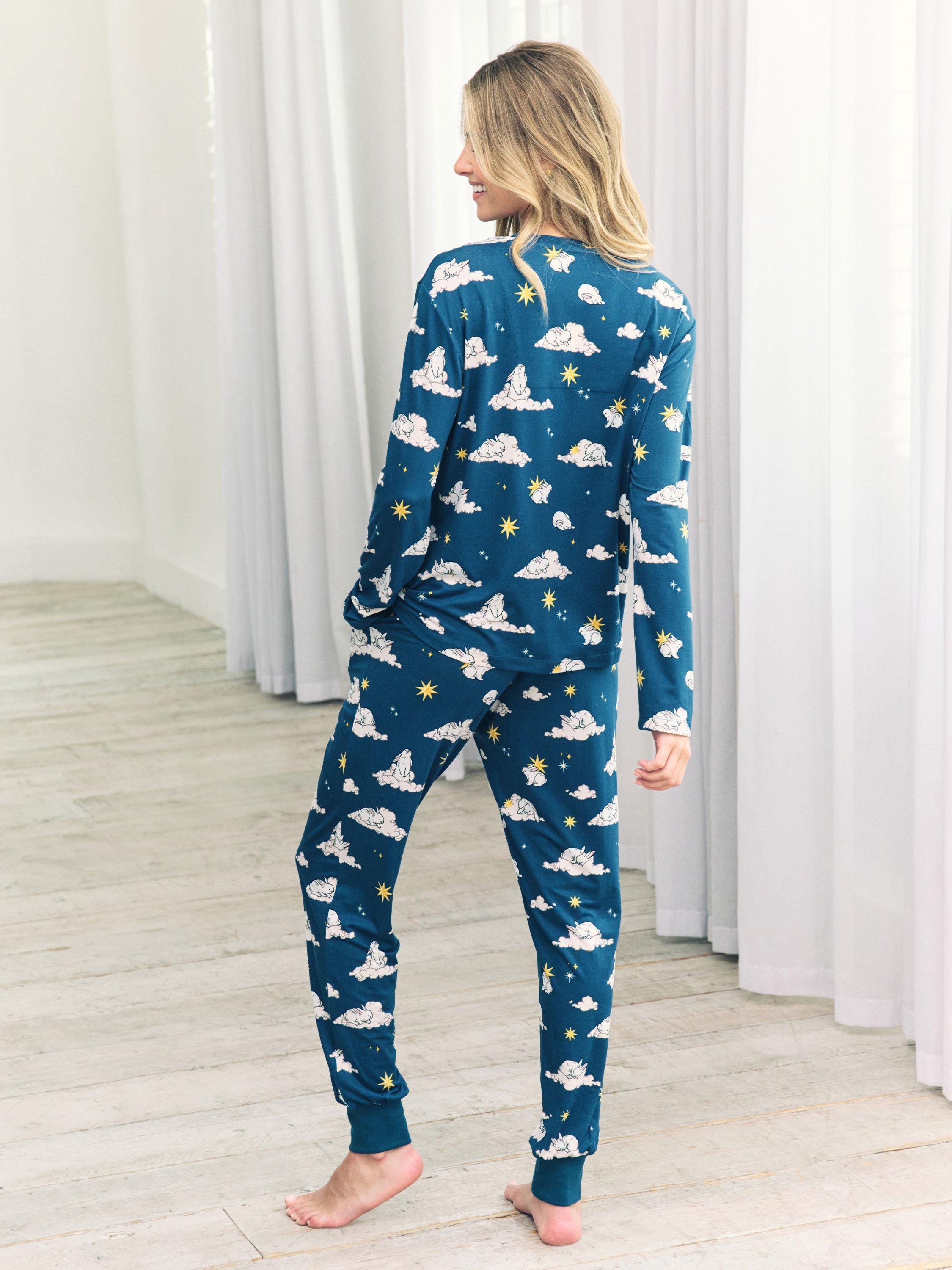 Product image 4 of 6, which shows Chelsea Peers Celestial Bunny Long Pyjama Set, Teal/Multi, 6