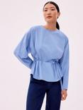 Ro&Zo Stripe Tie Waist Top, Blue