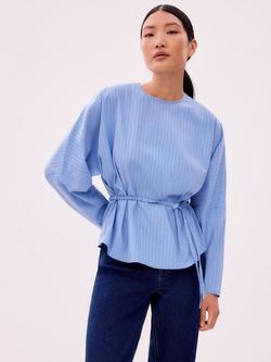 Ro&Zo Stripe Tie Waist Top, Blue, Blue