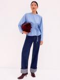 Ro&Zo Stripe Tie Waist Top, Blue