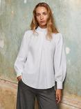Ro&Zo High Neck Long Sleeve Top, White