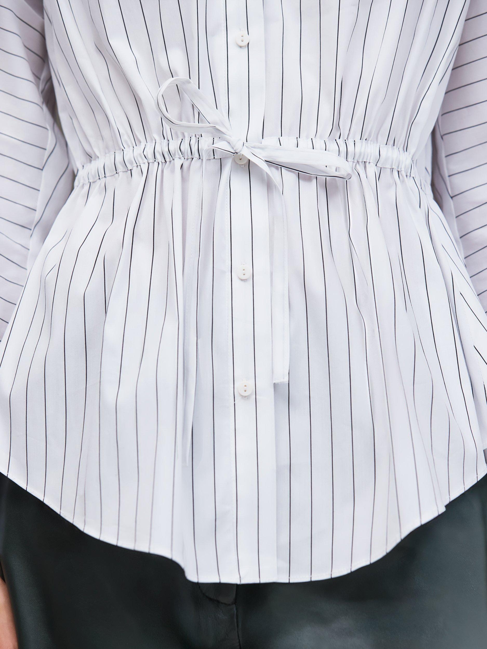 Product image 2 of 6, which shows Ro&Zo Stripe Channel Waist Shirt, White, 6