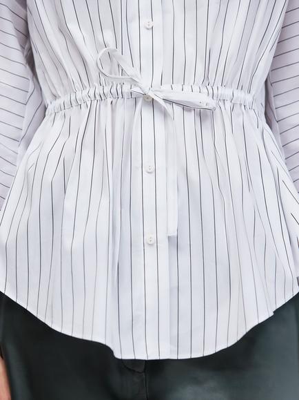 Ro&Zo Stripe Channel Waist Shirt, White - view 2, White
