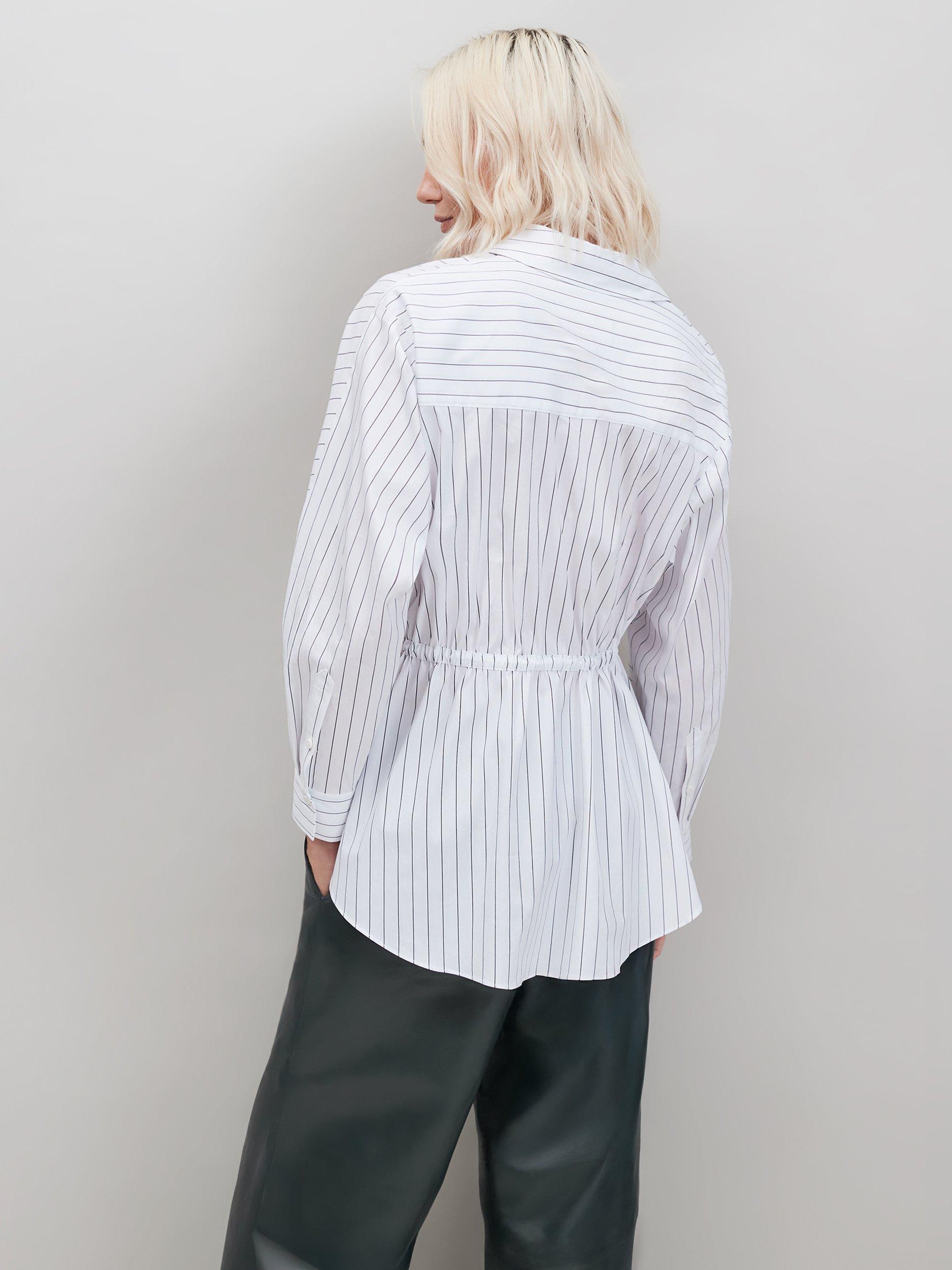 Product image 3 of 6, which shows Ro&Zo Stripe Channel Waist Shirt, White, 6