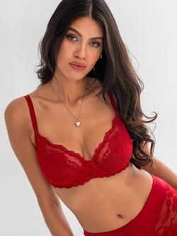Pour Moi Fleur Non Padded Underwired Balconette Bra, Red