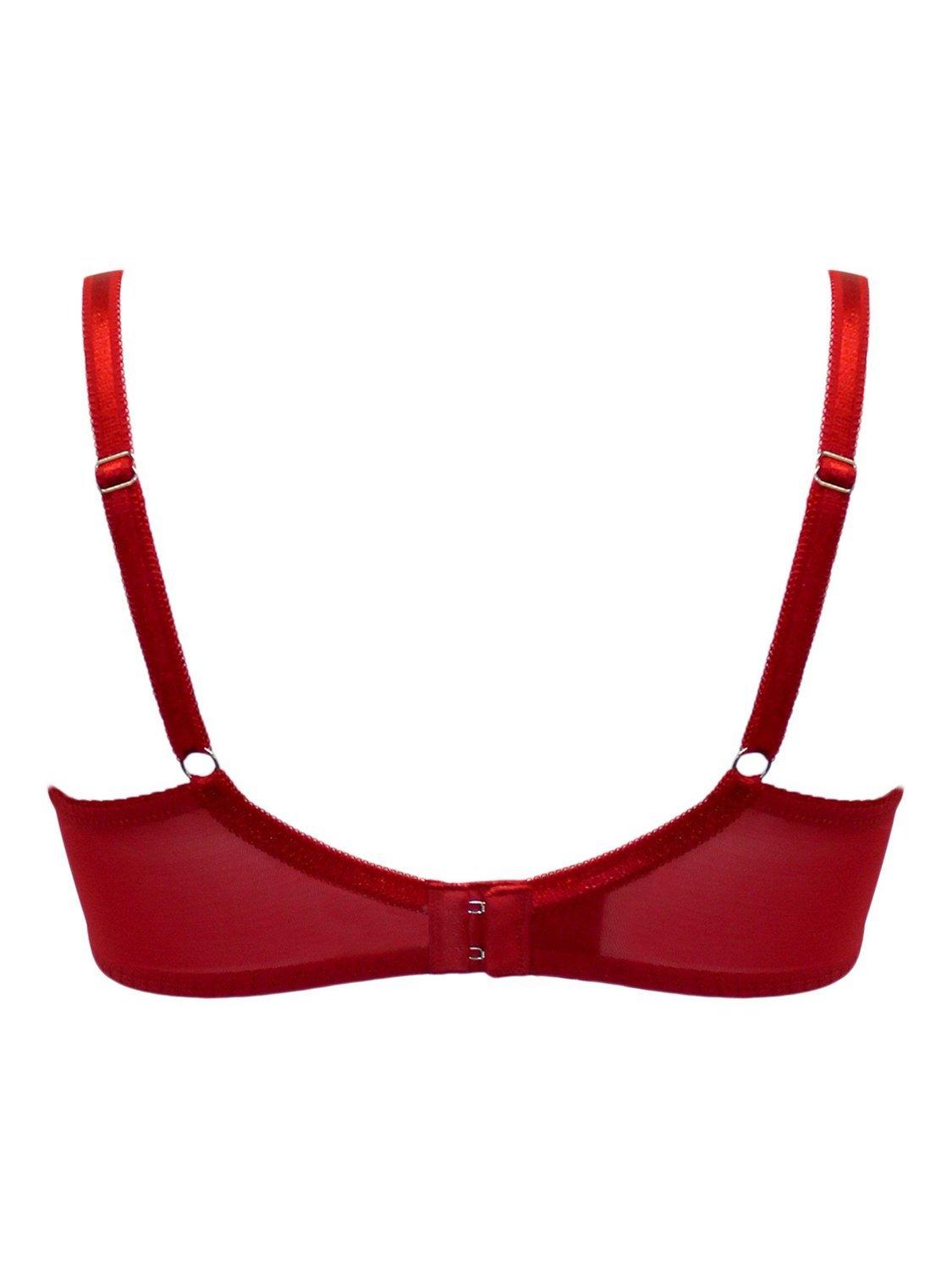 Product image 11 of 11, which shows Pour Moi Fleur Non Padded Underwired Balconette Bra, Red, 32B