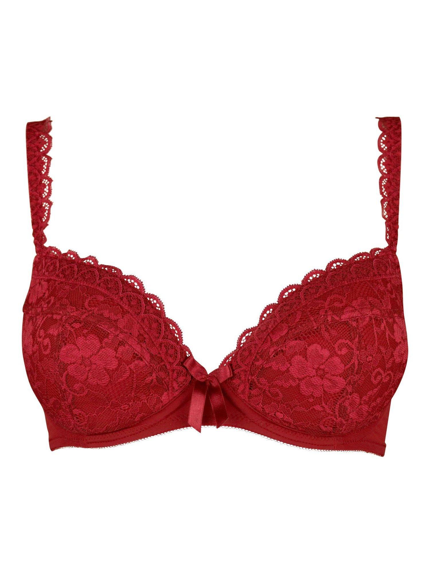 Product image 5 of 6, which shows Pour Moi Rebel Padded Plunge Bra , Red, 32B