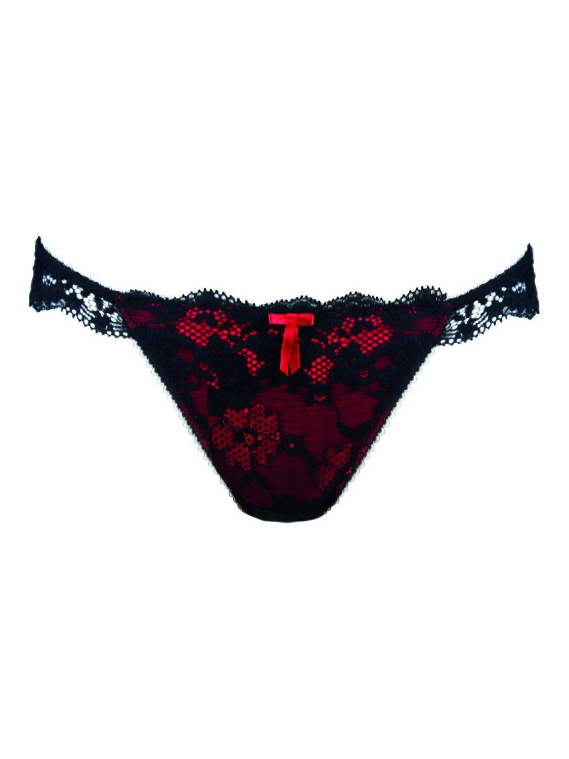 Product image 5 of 6, which shows Pour Moi Amour Brazilian Brief, Black/Scarlet, 8