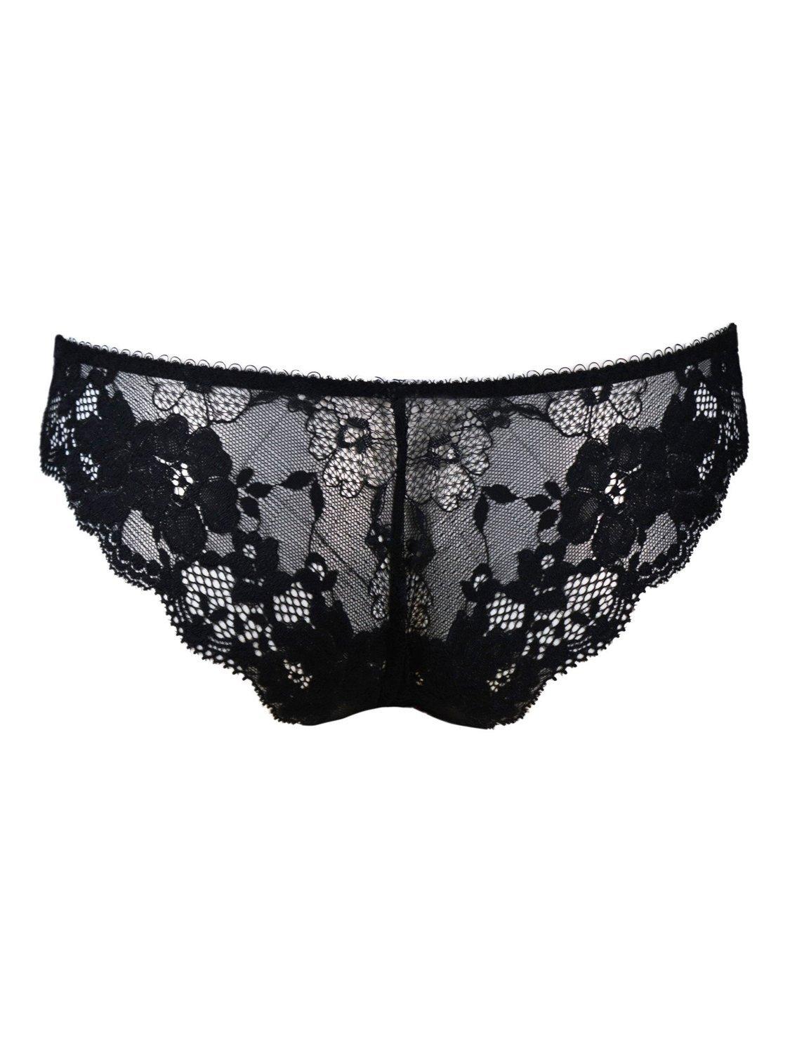 Product image 6 of 6, which shows Pour Moi Amour Brazilian Brief, Black/Scarlet, 8