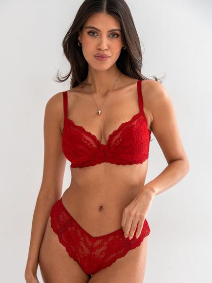 Pour Moi Fleur Cheeky V-Shaped Knickers, Red