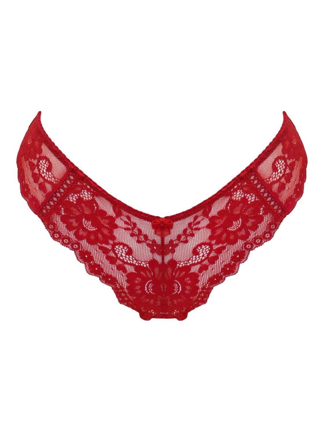 Product image 8 of 9, which shows Pour Moi Fleur Cheeky V-Shaped Brief , Red, 8