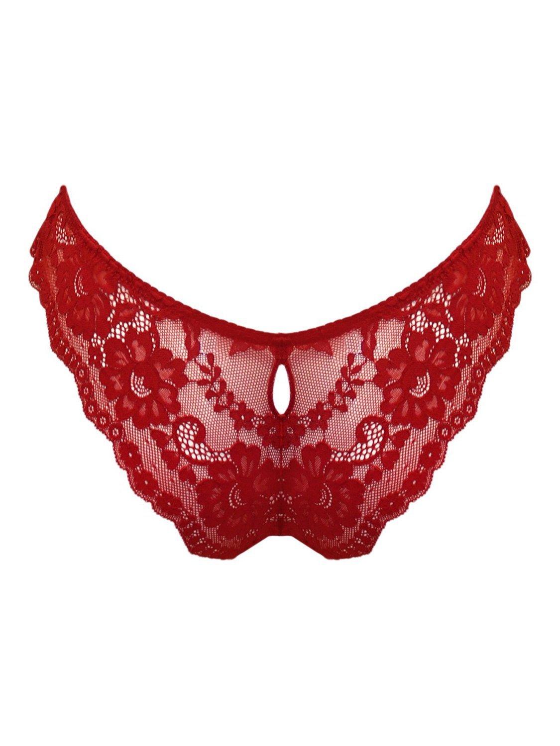 Product image 9 of 9, which shows Pour Moi Fleur Cheeky V-Shaped Brief , Red, 8