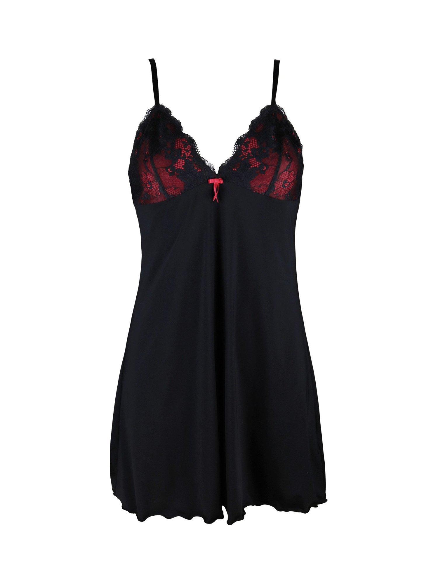 Product image 6 of 7, which shows Pour Moi Amour Chemise, Black/Scarlet, 8