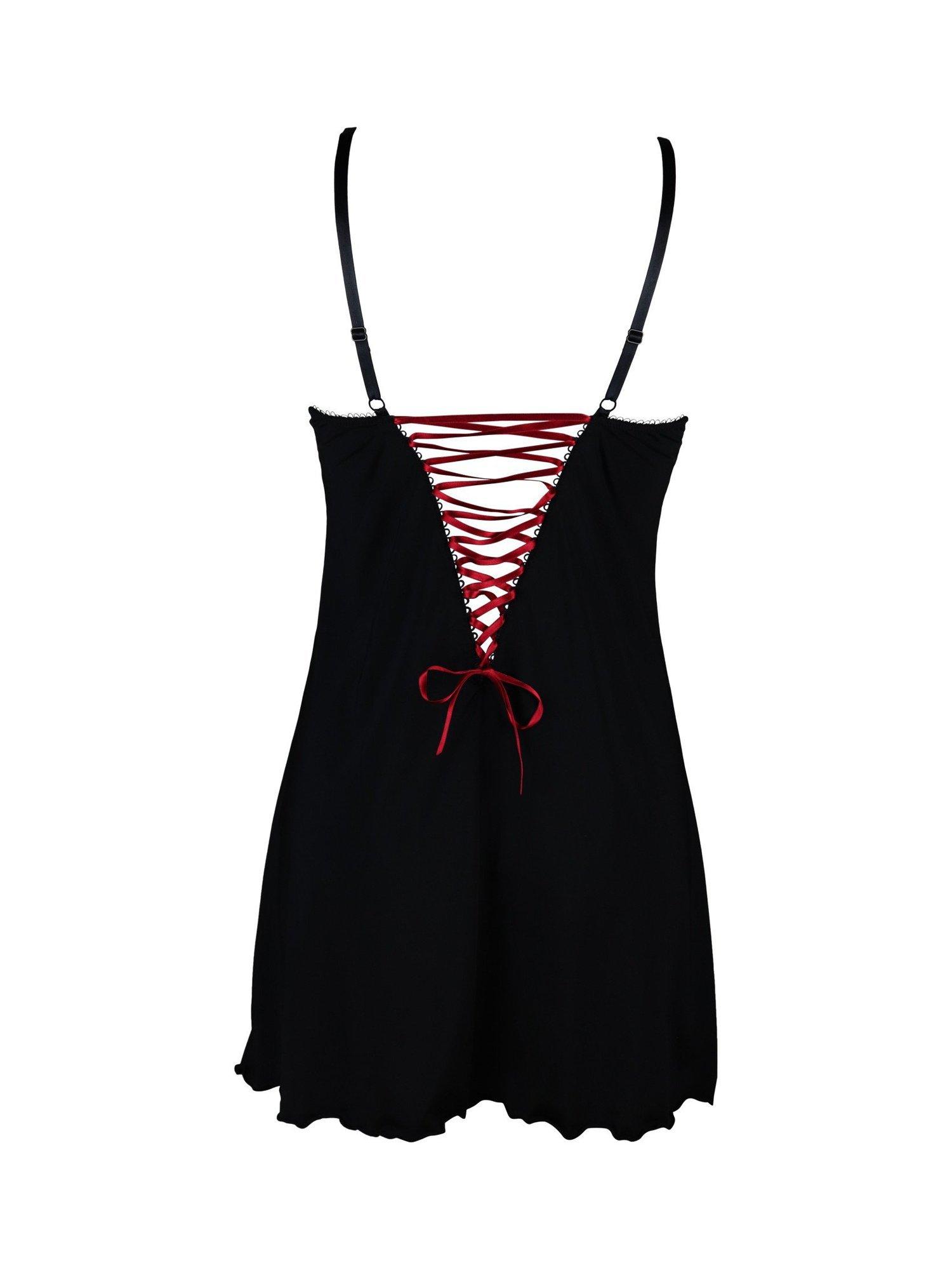 Product image 7 of 7, which shows Pour Moi Amour Chemise, Black/Scarlet, 8